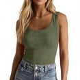 thumbnail image 2 of Lumtrix Women'S Sleeveless Scoop Neck Fitted Tank Top Ribbed Knit Casual Basic Cami Summer Vacation Shirts Army Green L, 2 of 4