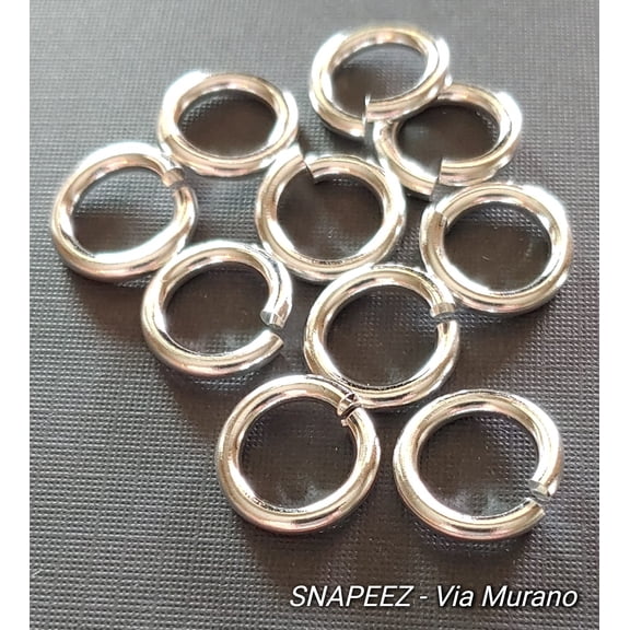 Snapeez II ULTRAPLATE 99.9% Pure Silver Plate Ring Hard Open Jump Ring 10mm Heavy Gauge (Pk 10) Jump Rings. The Ultra Secure No Solder Jump Ring. Made in USA.