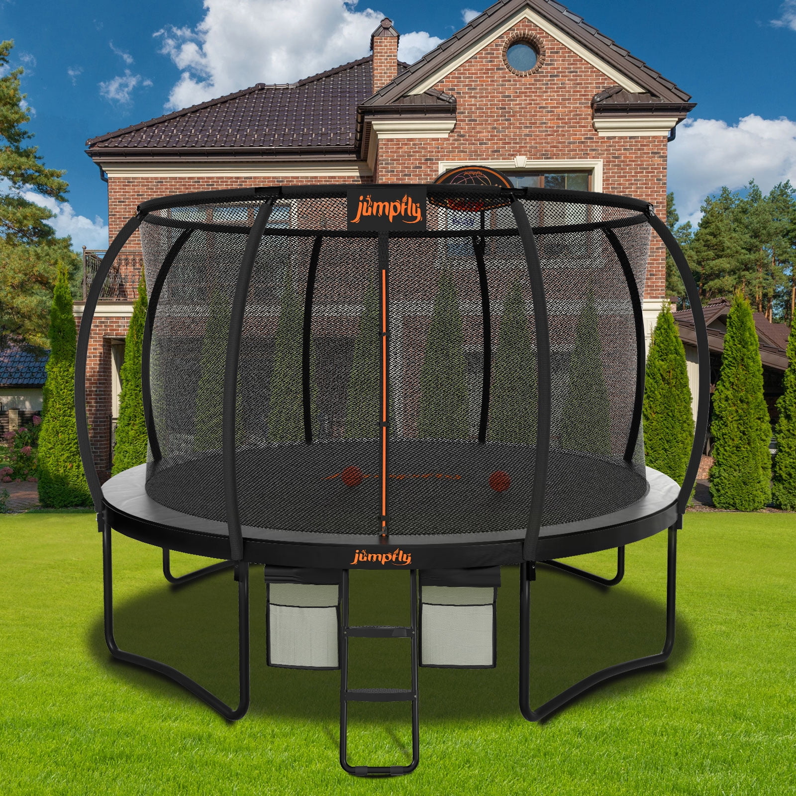 Jumpfly Trampoline 10FT Trampoline with Basketball Hoop-Curved Poles Recreational Trampolines with Enclosure And Ladder - ASTM Approval- Outdoor Trampoline for - Walmart.com