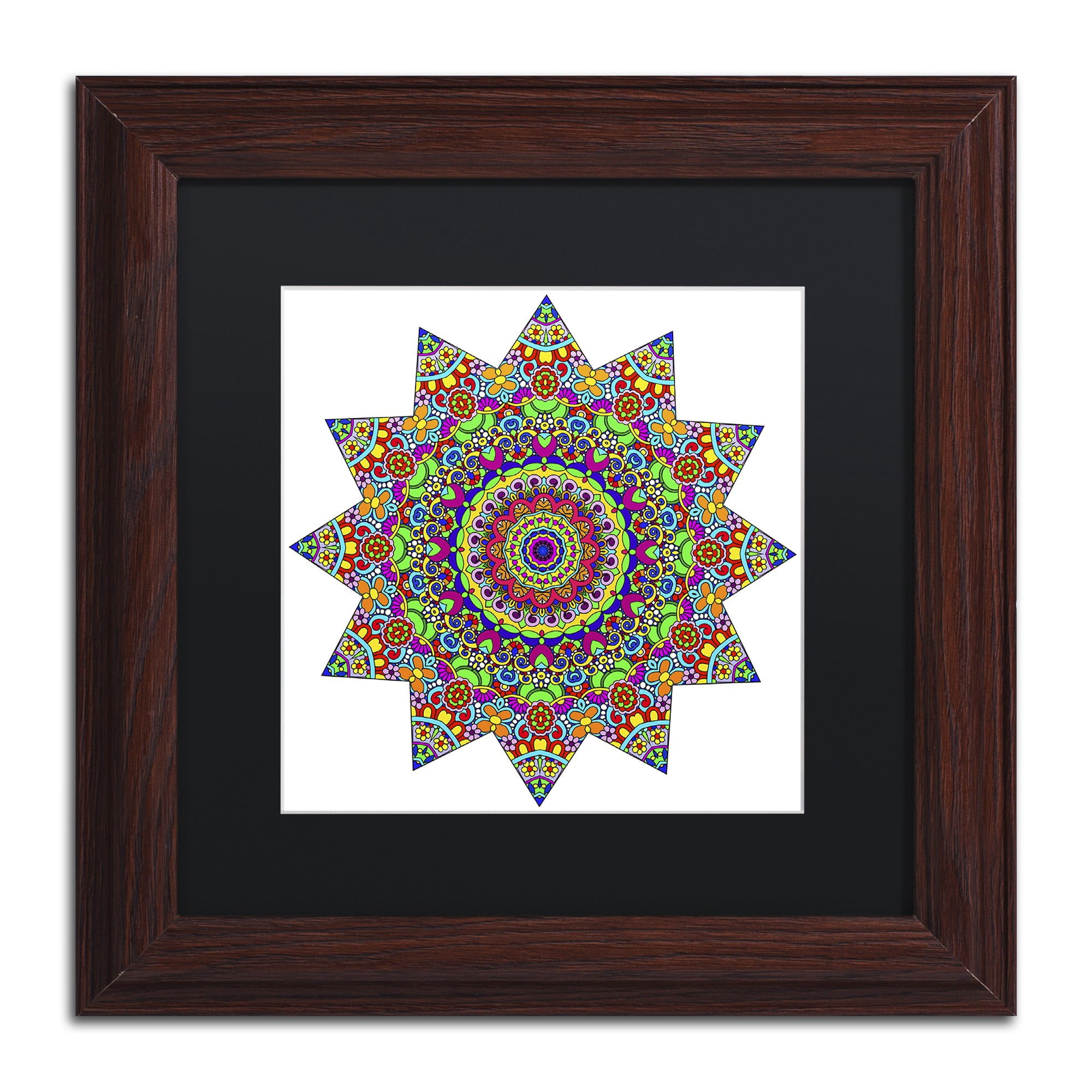Trademark Fine Art "Sparkling Sunny Day Mandala" Canvas Art by Kathy G. Ahrens, Black Matte, Wood Frame
