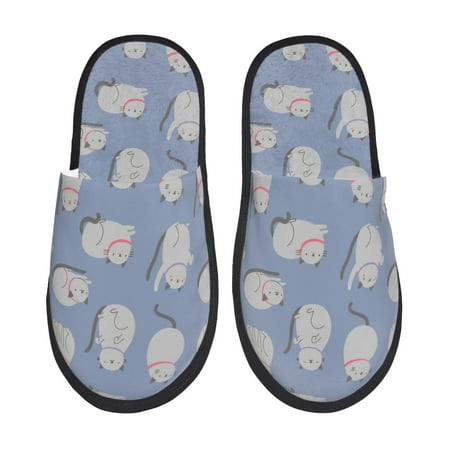 

Noikeo Cute Fat Cat Pattern Cozy Slippers Indoor for Women and Mens Fuzzy House Shoes Soft Plush Warm Slip-on Slippers-Medium