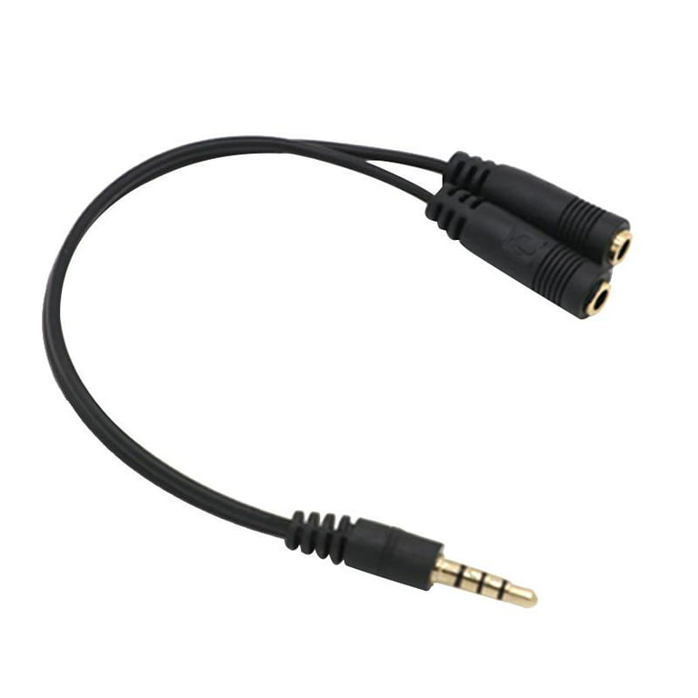 Headphone Mic Splitter, 3.5mm Headset Adapter (Microphone + Audio) 2 TRS  Female to TRRS Male CTIA Stereo Jack Y Cable Compatible for Dual-Plug  Gaming