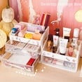 thumbnail image 3 of Caja de almacenamiento de cosméticos transparente para estudiantes, caja de almacenamiento de escritorio con cajón, gran capacidad, para lápiz labial, papelería, 3 of 6