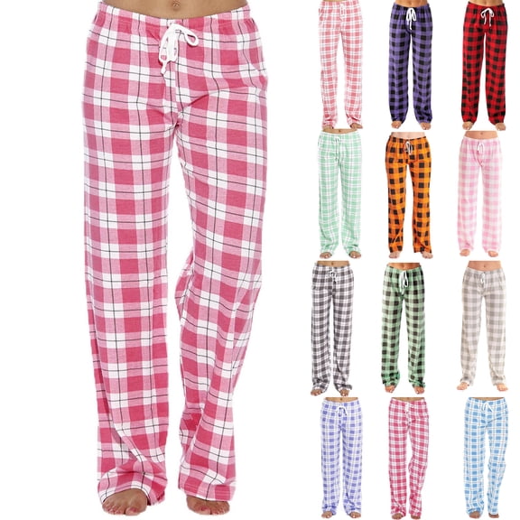 Women Drawstring Plaid Pajama Pants Soft Comfy Elastic Waist Loungewear Bottoms Sleep Trousers for Teens 5XL