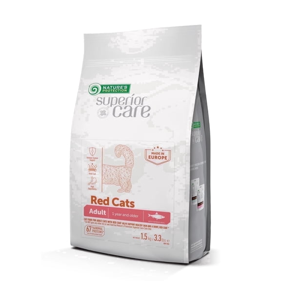 Nature's Protection Superior Care Dry Cat Food, Adult Red Coat Cats, High Protein Herring, 3.3lb