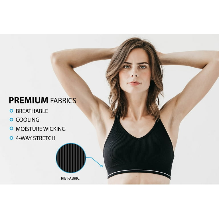 Womens Ribbed Seamless Sports Bra For Gym Workouts, Yoga, Running by MAXXIM  