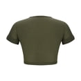 thumbnail image 4 of Pisexur Hauts pour Femmes, Hauts pour Femmes Mode Tendance Femmes Col Rond Manches Courtes Couleur Unie Chemise Décontractée Courte Blouses d'Été Vert Armée, m, 4 of 4