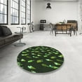 thumbnail image 3 of Ahgly Company Indoor Round Patterned Midnight Gray Area Rugs, 4' Round, 3 of 6