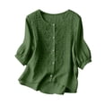 thumbnail image 2 of Women's Casual Round Neck Down Short Sleeve Top T Shirt, 2 of 6