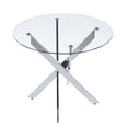 thumbnail image 5 of Round Glass Dining Table - Chrome Metal Legs, Clear Glass Table Top, Modern Dining Table for Home Kitchen Dining Room, 5 of 5
