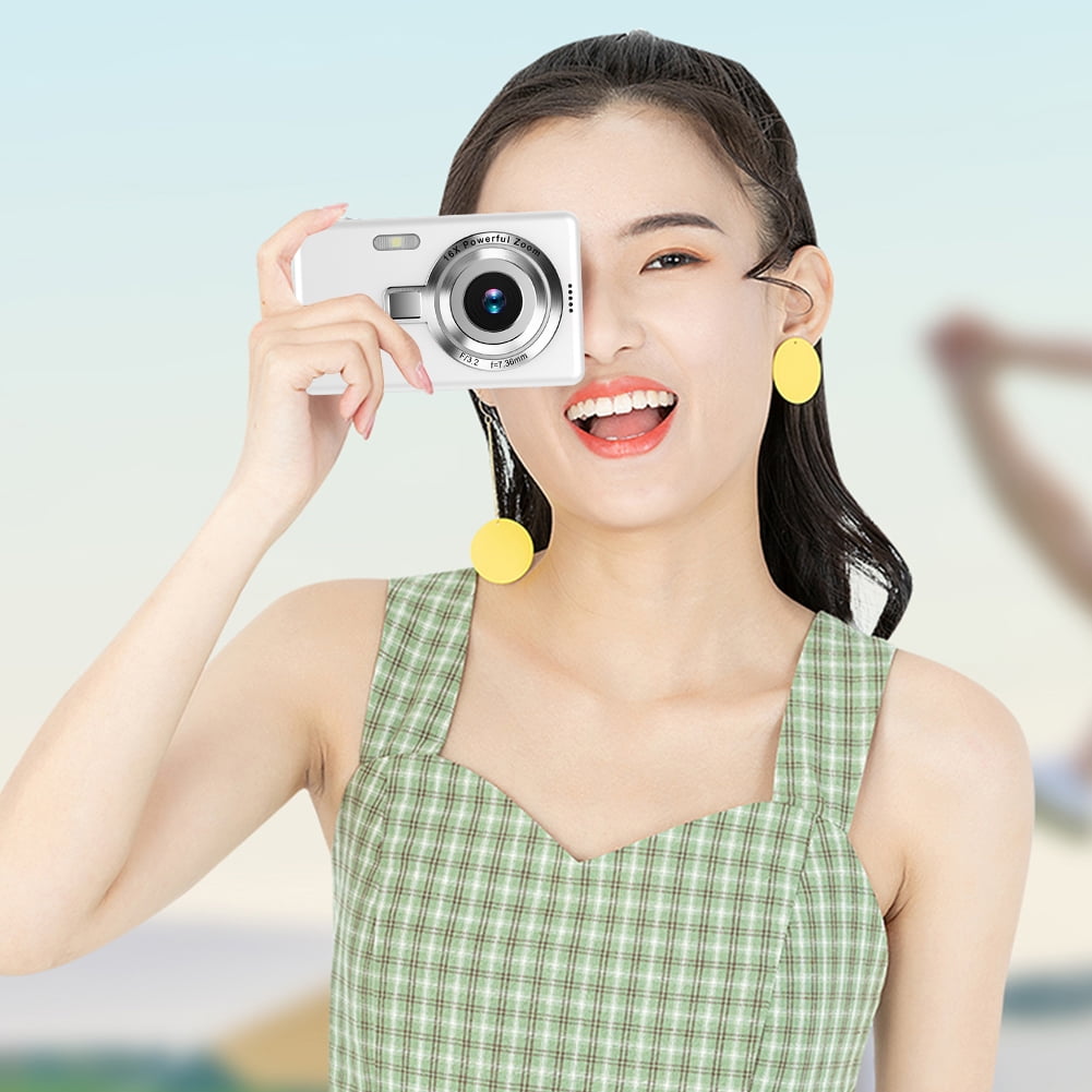 Yibooy 4K HD 1080P Digital Camera 16X Zoom Autofocus Vlogging Camera Camcorder (White)