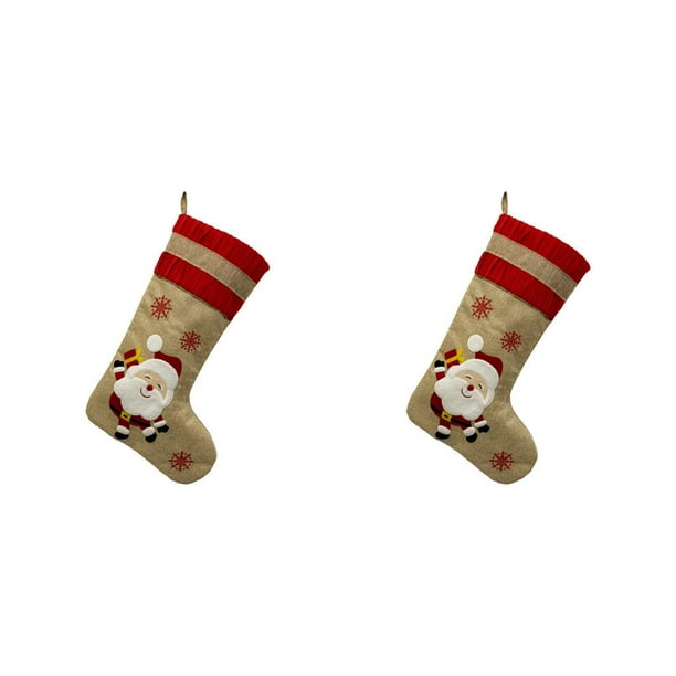 Injueey Calcetín de Navidad colgante chimenea ventana regalos bolsa caramelo almacenamiento calcetín comedor tienda Festival decoración Anciano 2Conjunto