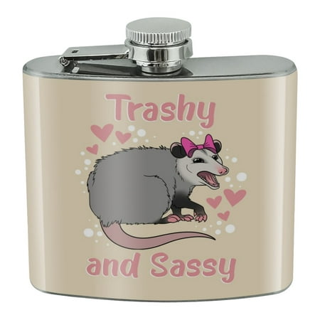 Trashy and Sassy Opossum Funny Stainless Steel 5oz Hip Drink Kidney