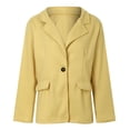 thumbnail image 6 of YDFCWXW Women Solid Color Blazer Wool Blend Causal Business Office Open Front Blazers Jacket for 2025 Fall Yellow, L, 6 of 9