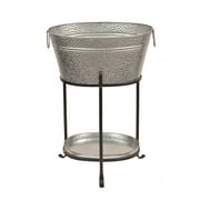 Madhus Collection Oval Galvanized Steel Pebbled Texture Beverage Tub, Rust Proof