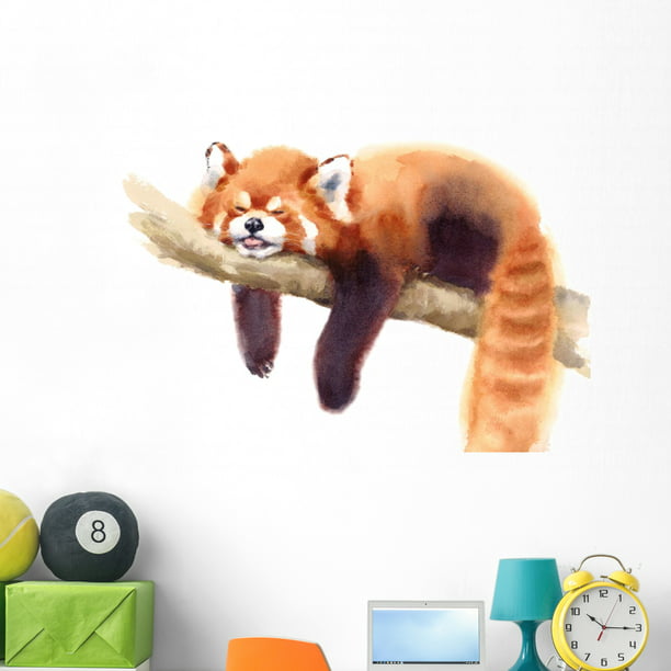 Watercolor Sleeping Red Panda Wall Decal Wallmonkeys L And Stick Animal Graphics 48 In W X 34 H Wm502670 Com - Red Panda Wall Decal