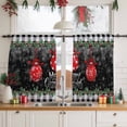thumbnail image 3 of Merry Christmas Sheer Curtains 54 Inches Long, Red Xmas Balls Snowflake Black Plaid Light Filtering Window Curtains for Living Room/Bedroom, Rod Pocket Voile Sheer Curtain Drapes, 52"Wx54"L, 2 Panels, 3 of 9