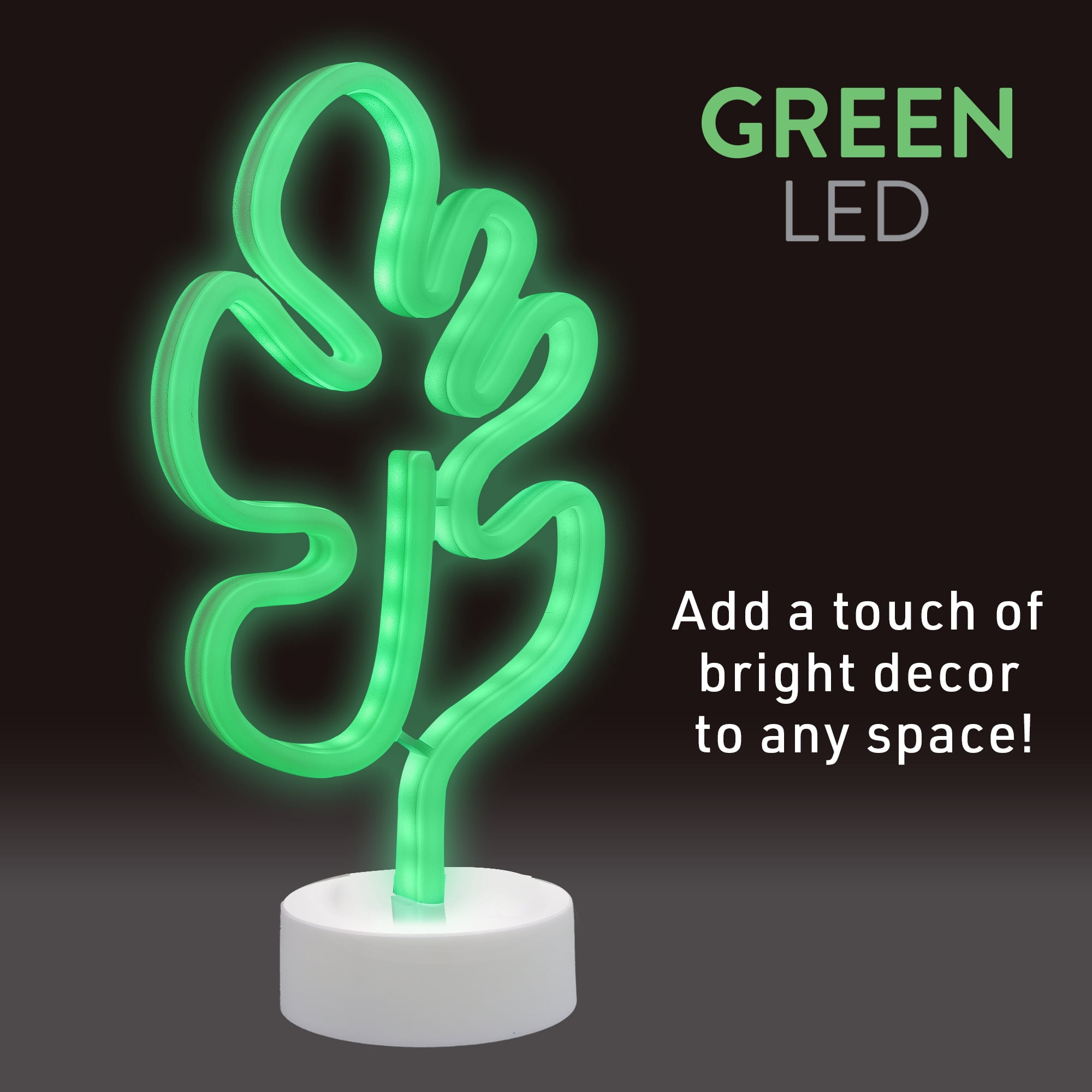 Xtreme Lit 6.5 x 12.25 Neon Monstera Leaf Lamp, Indoor Novelty Plastic Tabletop Sign
