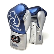 RIVAL Boxing RS100 Pro Lace-Up Sparring Gloves - 14 oz. - Blue/Silver