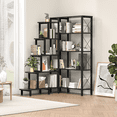thumbnail image 5 of NBTiger 5- Shelf Study Corner Bookshelf, L-Shaped Large Reversible Bookcase Storage Organizer Open Display Freestanding Storage, Black, 5 of 7