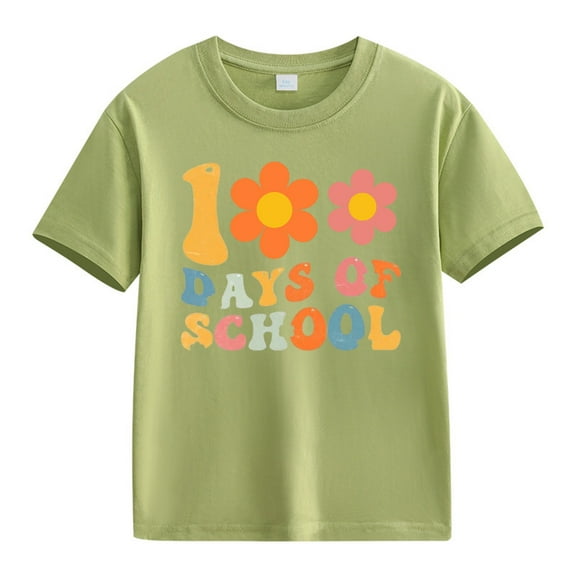 XQYLOS Children'S 100Th Day Of Classes Commemorative Shirt Girls And Boys Casual Short Sleeved T Shirt 100 Days Of School Opening 100 Days Anniversary Personality Loose Short Sleeved T shirt