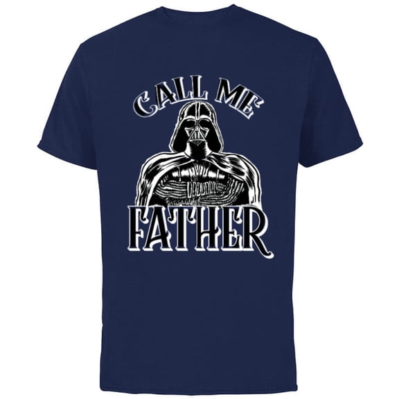 Star Wars Darth Vader Call Me Father Father's Day - Short Sleeve Cotton T-Shirt for Adults - Customized-Navy