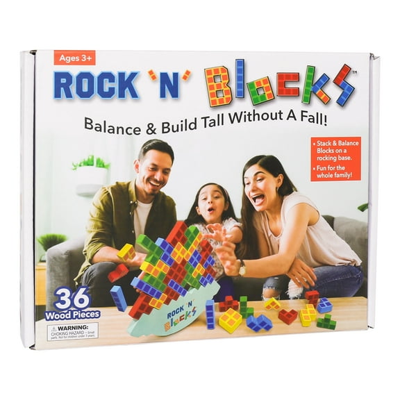 Rock N Blocks Premium Wooden Stacking Game Tower Building Set 36-Piece
