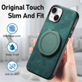 thumbnail image 6 of For iPhone 15 Case Retro Leather Circular Rotating Stand Shockproof Phone Case,Green,For iPhone 15, 6 of 7