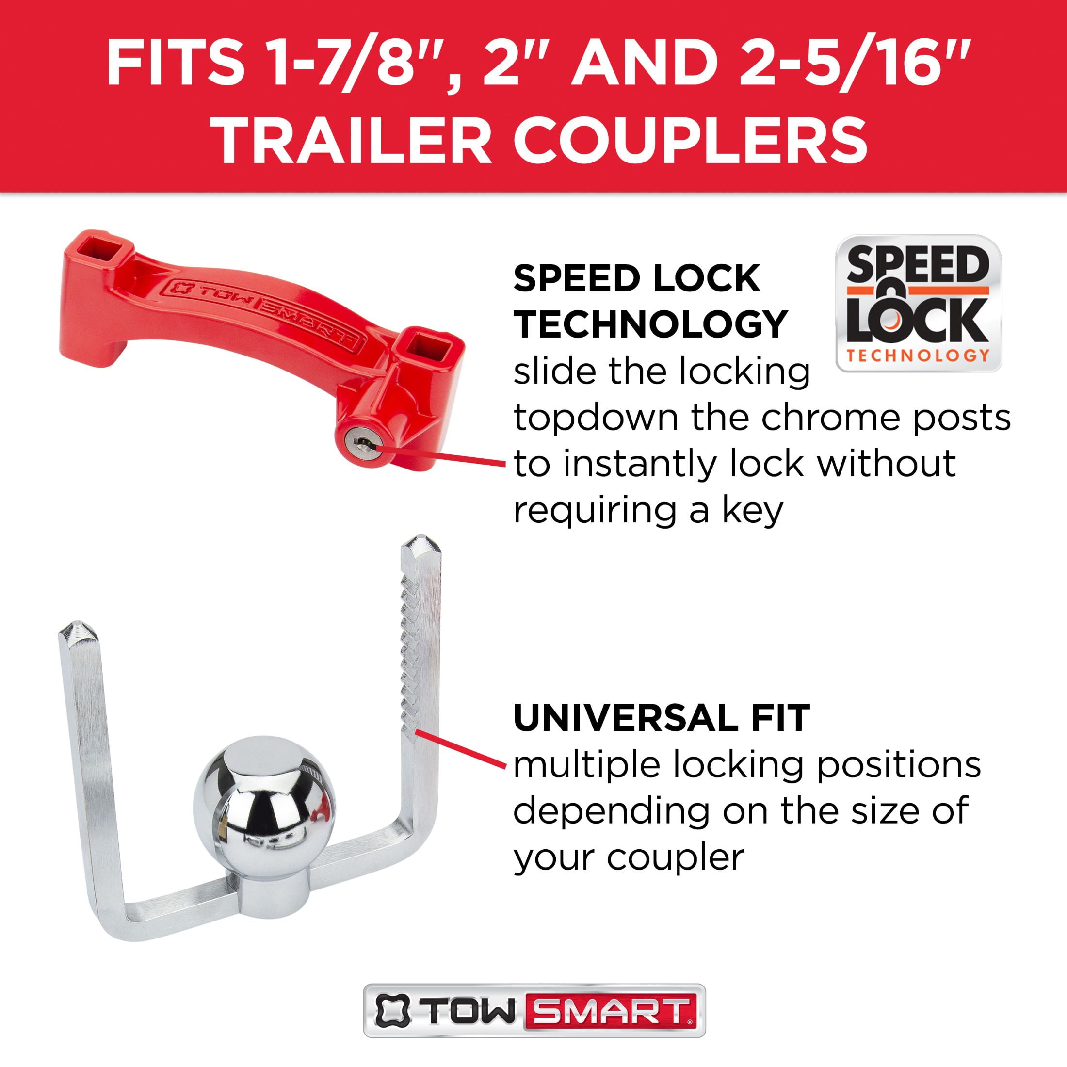 (3 pack) TowSmart 7277 Pro Class High Visibility Chrome Coupler Lock