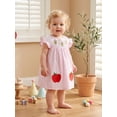 thumbnail image 5 of BemeyourBBs Toddler Baby Girl Back to School Dress Kids Girls Kindergarten Outfits 2 3 4 5 6 7 Years Baby Girls Summer Smocked Dress  Flying Sleeve Apple Pencil Embroidered Striped Dress, 5 of 8