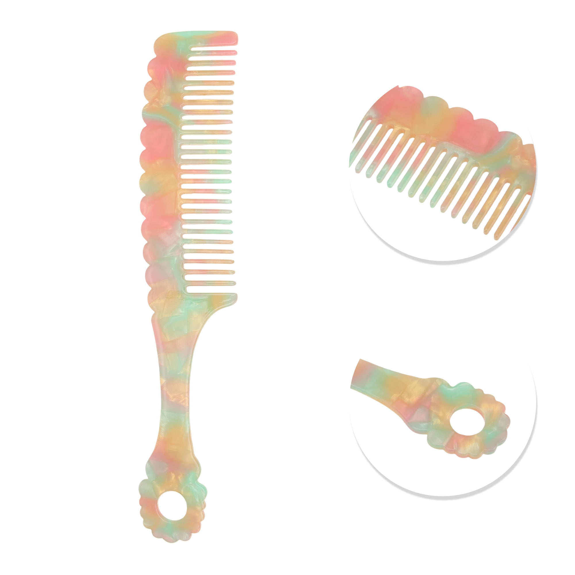 Unique Bargains 1 Pc Fashion Handle Wavy Hair Comb for All Hair Types Styles Pink, Green