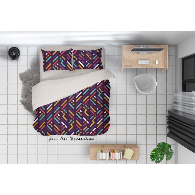 3D Abstract Color Geometry Quilt Cover Set Ropa de cama Set Funda Nórdica Fundas de almohada
