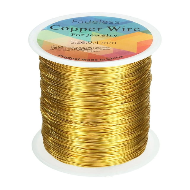 Alambre Artístico Uxcell 328ft 26 Calibre Alambre de Cobre para Manualidades, Dorado
