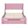 thumbnail image 4 of BTMWAY Full Upholstered Storage Bed, Pink Velvet Upholstered Wood Platform Bed with Headboard and A Big Drawer, No Box Spring Needed, Modern Furniture Full Size Bed Frame, 600lbs Capacity, 4 of 11