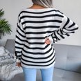 thumbnail image 5 of Fesfesfes Women Sweaters Casual Stripes Casual Loose Long Sleeve Sweater Short Tops on, 5 of 5