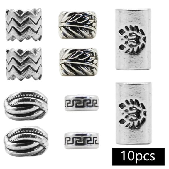 10pcs/set Hair Braid Beard Dreadlocks Beads Beads Metal Tube Spacer Beads Knife Beads Pendant for DIY Braider Styling Tools New