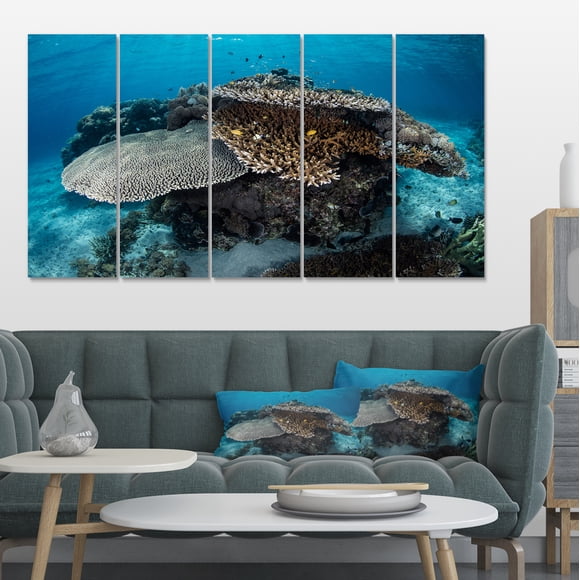 Corals and Fish in Komodo National Park - Seashore Canvas Art Print