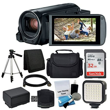 Xtra Compact - Canon VIXIA HF R800 Camcorder (Black) + 32GB Memory Card + Digital Camera/Video Case + Extra Battery BP-727 + Quality Tripod + Digital Compact LED Video Light + USB Card Reader - Full Accessory Bundle