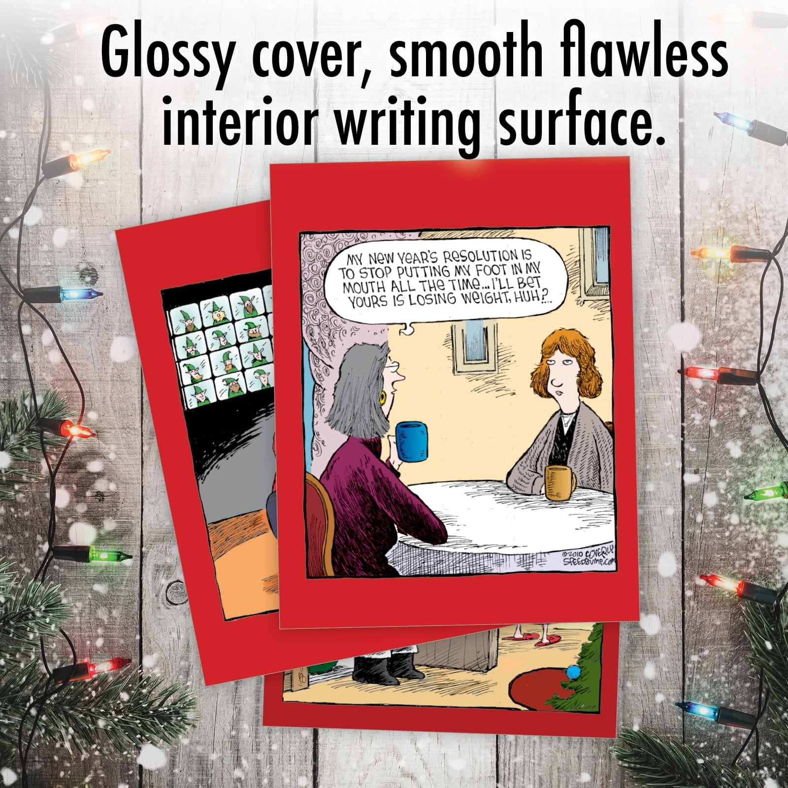 NobleWorks 20 Assorted set Funny Christmas Mixed Occasions Greeting Cards w/5 x 7 Inch Envelopes (10 Designs, 2 Each) A Coverly Christmas AC5554XXG-B2x10