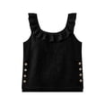 thumbnail image 4 of ClodeEU Women's Cute Square Neck Ruffle Trim Tank Top, Casual Sleeveless Blouse Black,Women's Plus M, 4 of 8