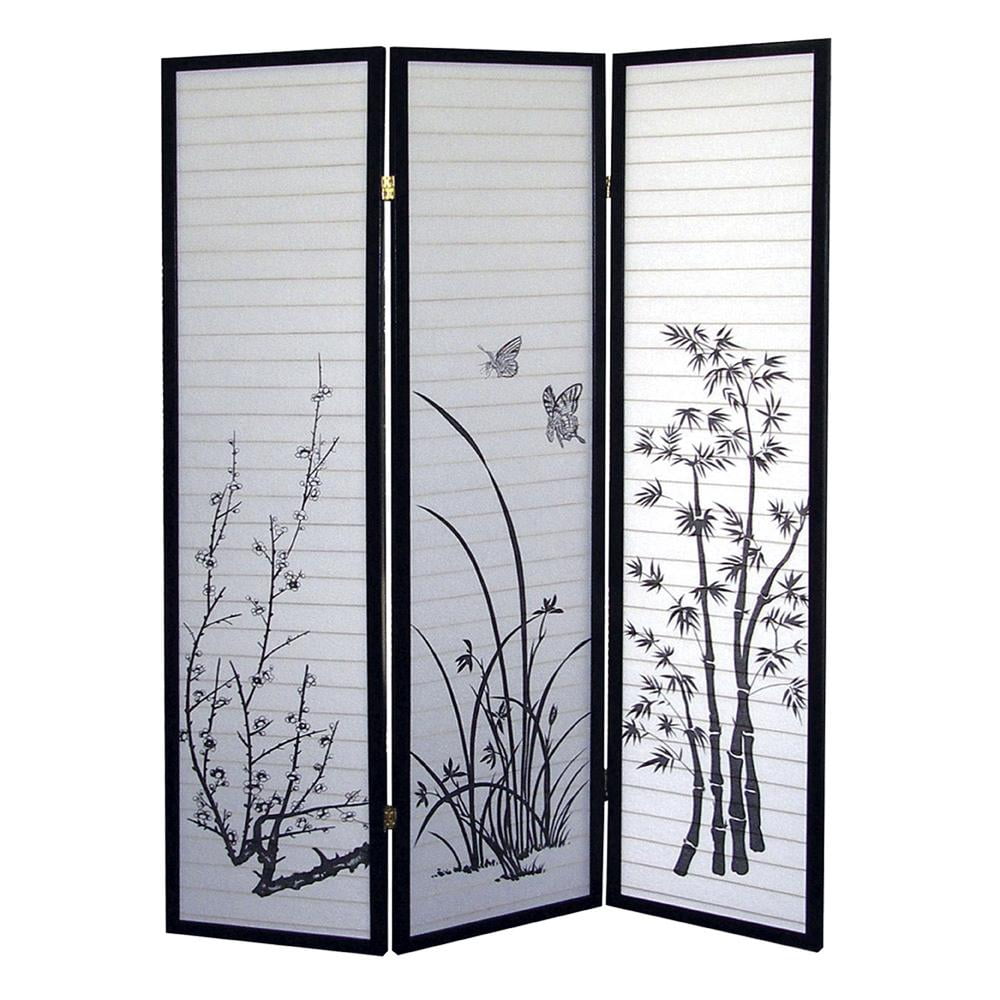ORE International 70" 3-Panel Metal Screen Room Divider in Black