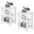 thumbnail image 4 of ZenSports 2 Pack White Square End Table MDF Modern Sofa Side Table, 4 of 11