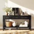 thumbnail image 2 of Hassch Console Table with 3 Drawers, 59.1 Inch Entryway Table with Storage Shelf, Behind Couch Table for Hallway, Living Room, Easy Assembly, Black, 2 of 11