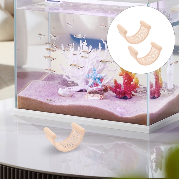 ETEREAUTY 2-Pack Floating Betta Fish Rest Platform Aquarium Shelter in Light Yellow for Decoration