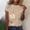 #2-Khaki, variant on Plus Size Tops,Womens Shirts,Womens Blouses Women's Fashion Printed T-shirt Short Sleeves Blouse Round Neck Casual Tops Season