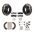 thumbnail image 1 of Transit Auto Rear Disc Drilled & Slotted Rotors Ceramic Pads Parking Shoes and Hardware Kit for Car Chevrolet Silverado 2500 HD GMC Sierra 1500 Hummer H2 Suburban Yukon XL Classic Avalanche KDT-101810, 1 of 11