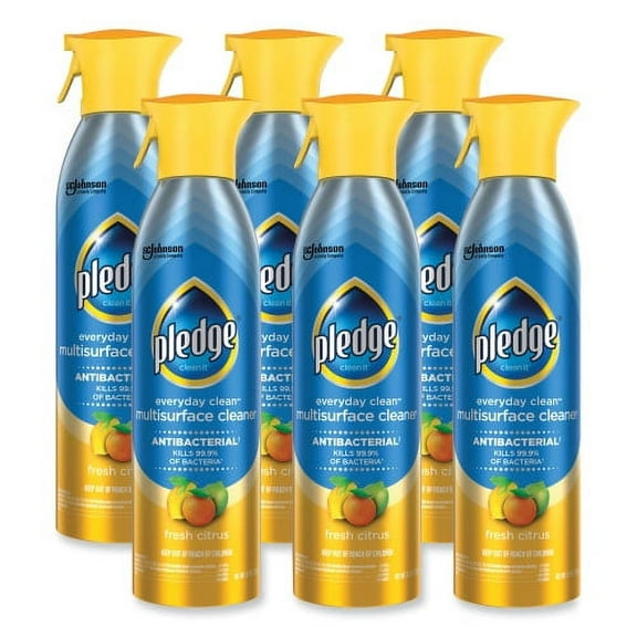 Pledge Multi Surface Antibacterial Everyday Cleaner, 9.7 oz Aerosol Spray, 6/Carton, Each