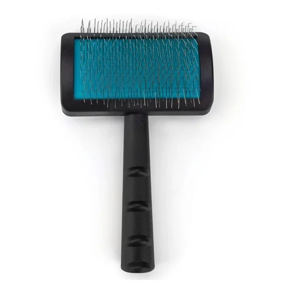 Dog Cat Pet Grooming Brush Black Extra Long Pin Universal Curved Back Slicker (Small)