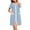 Blue, variant on Sakmal Full Zip Moomoo Sleep Dress for Women Black Knee Length Comfy House Dress Short Sleeve Striped Nightgowns with Pockets