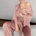 thumbnail image 6 of Leesechin Womens Sleepwear Set Occidental Color Cardigan Tie Up Pajamas Pajamas Solid Color Home Suit Loose Pajamas Set Brown XL, 6 of 7